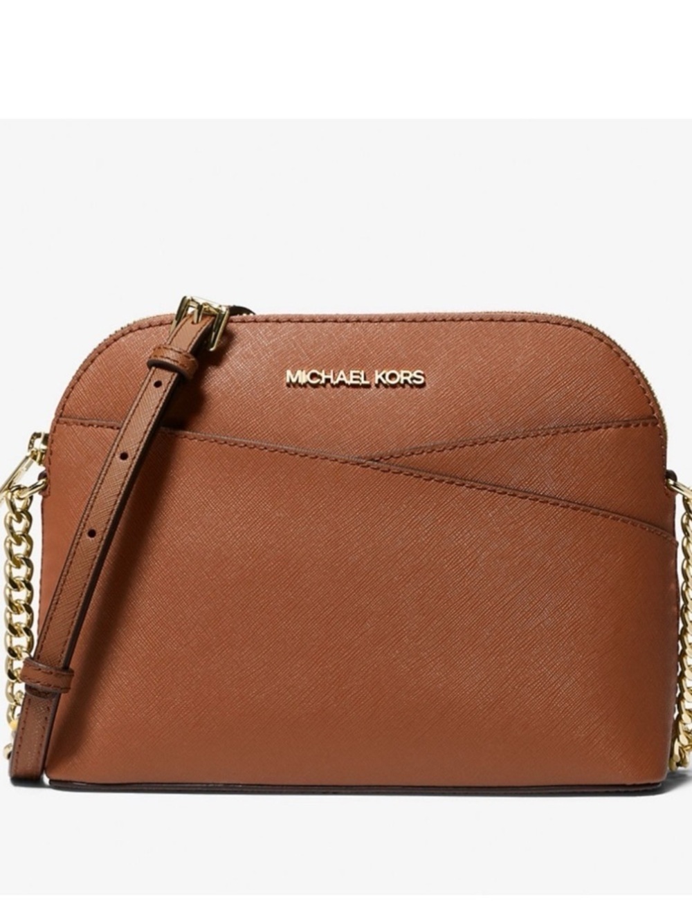 Michael Kors Jet Set Travel Medium Dome Crossbody Bag Purse Luggage Brown NWT